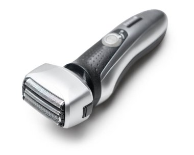 Beyaz yalıtılmış arka planda erkek traş makinesi