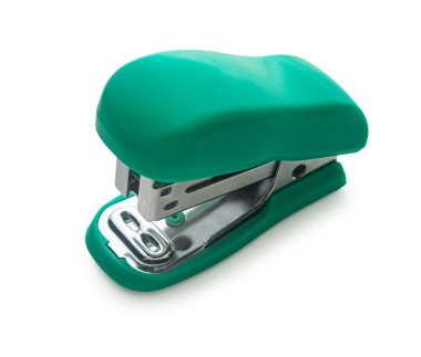 Beyaz izole bir zemin üzerinde kağıt zımba