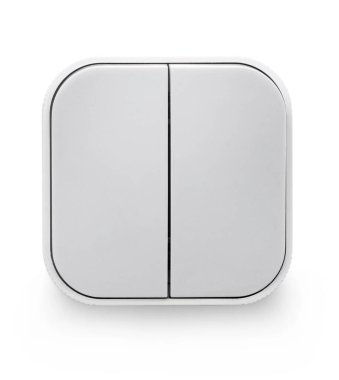 İzole edilmiş beyaz arkaplanda yeni bir düğme