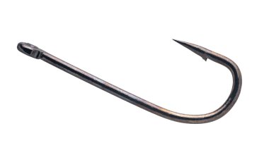 Balıkçılık taktiği, beyaz izole bir arkaplanda yakın plan kanca