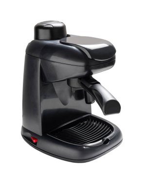 Beyaz izole edilmiş arka planda sade kahve makinesi.