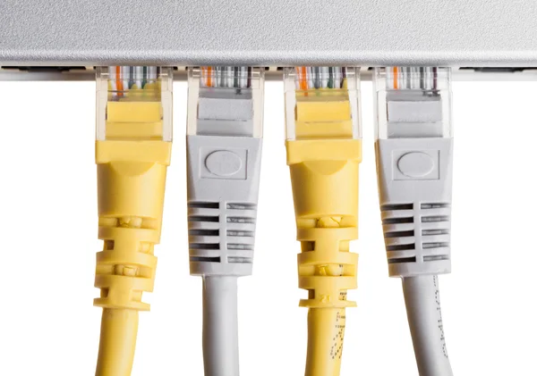 Közelkép-drótok router — Stock Fotó