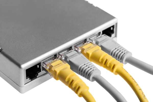 Router met draden close-up — Stockfoto