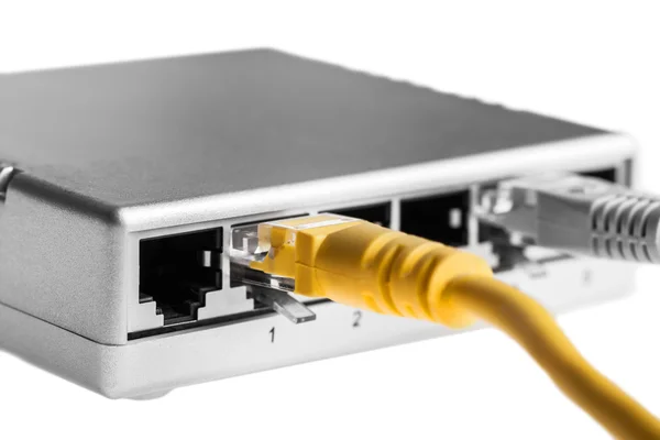 Router met draden close-up — Stockfoto