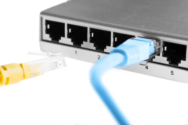 Router dengan kabel closeup — Stok Foto