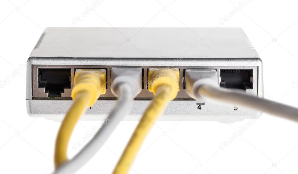 router with wires closeup