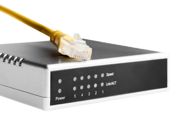 Router com arames close-up — Fotografia de Stock