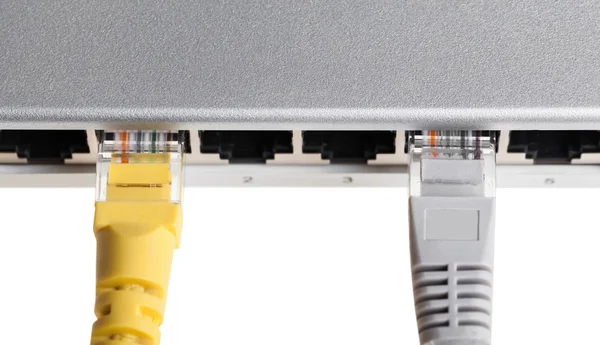 Router con cables de primer plano — Foto de Stock