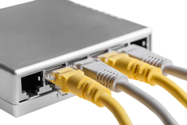 Router com arames close-up — Fotografia de Stock