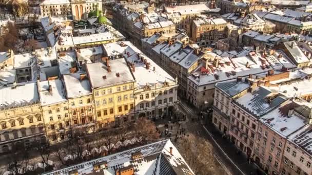 El centro histórico de la ciudad de Lviv — Vídeo de stock