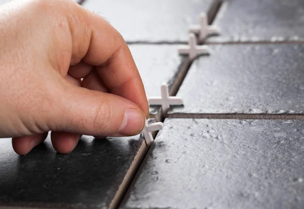 Laying of ceramic tiles — Stock Photo, Image