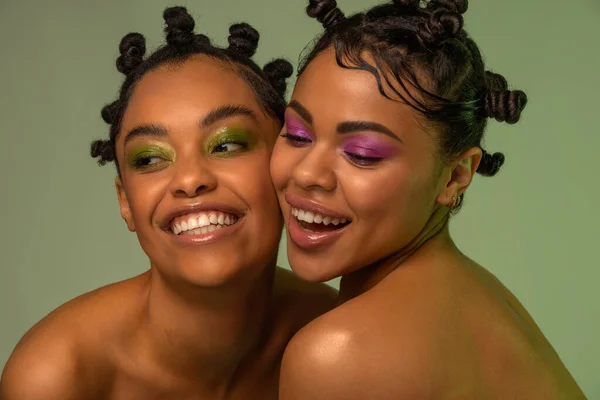 Portrait of a two beautiful young African american women . Royalty Free Stock Photos