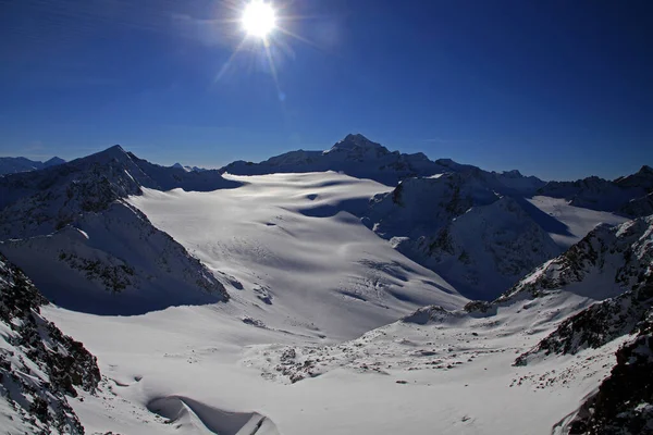 Wildspitze Peak 3770 View Tiefenbach Kogl Peak Highest Mountain Otztal Imágenes de stock libres de derechos