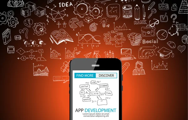 App Development with Doodle design style — Διανυσματικό Αρχείο