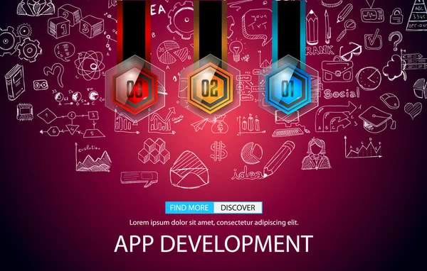 App Development with Doodle design style — 图库矢量图片