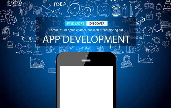 App Development with Doodle design style — Stock Vector