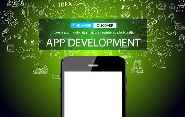 App Development with Doodle design style — 스톡 벡터