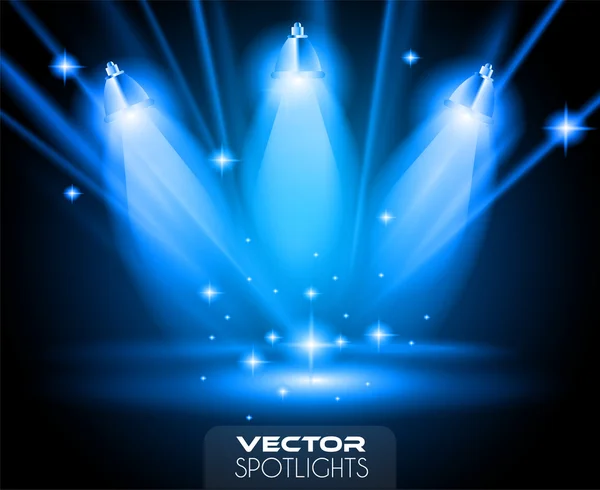 Escena de proyectores con diferente fuente de luces — Vector de stock