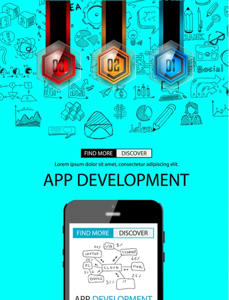 Conceito Infpgráfico de Desenvolvimento de Aplicativos — Vetor de Stock