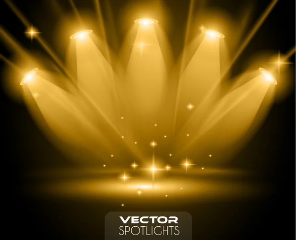 Spotlights scen med olika ljuskälla — Stock vektor