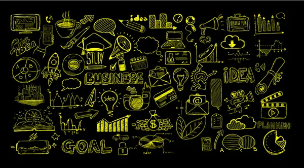 Business doodles Set di schizzi — Vettoriale Stock