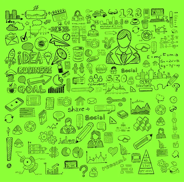 Business doodles Conjunto de esboços — Vetor de Stock