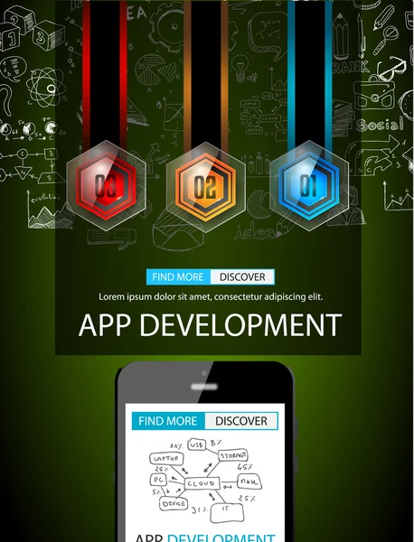 Tworzenie aplikacji Infpgraphic tła — Wektor stockowy