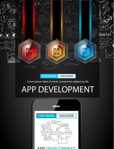 Apputveckling Infpgraphic koncept bakgrund — Stock vektor