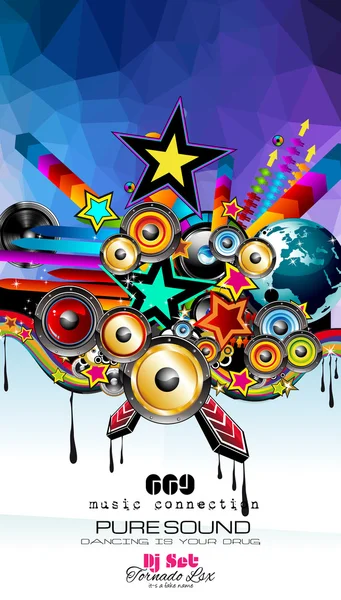 Klub Disco Flyer szablon z elementami muzyki — Wektor stockowy