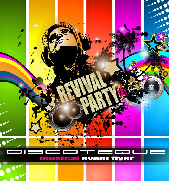 Club Disco Flyer template with Music Elements — Stock Vector