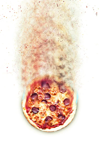 Pomidorków i Pepperoni Pizza — Zdjęcie stockowe