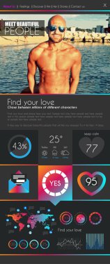 bir sayfa dating website düz UI tasarım şablonu.
