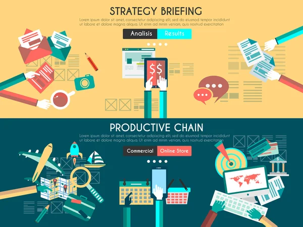 Icono diseños de interfaz de usuario plana para información de negocios — Vector de stock