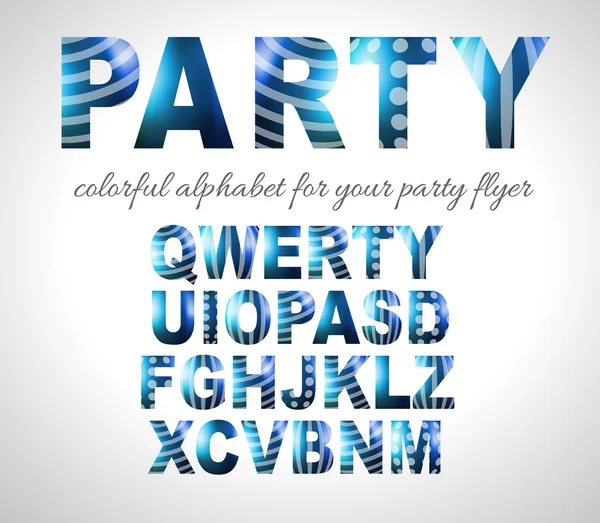Lustiges Alphabet für Party-Flyer — Stockvektor