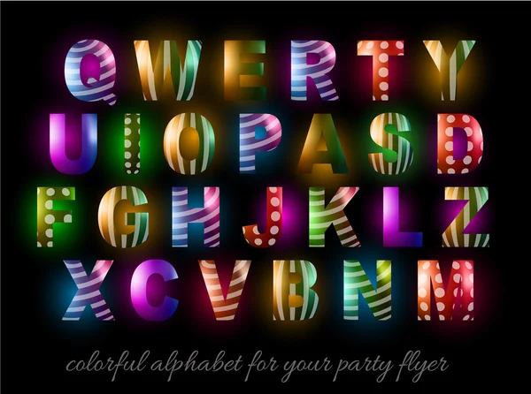 Parti el ilanı için renkli alfabe — Stok Vektör