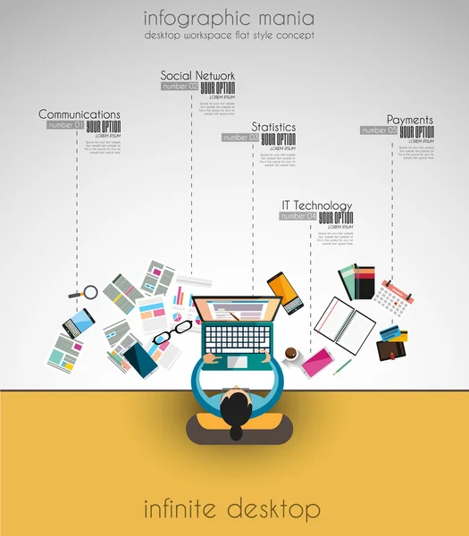 Espaço de trabalho ideal para trabalho em equipe e brainsotrming —  Vetores de Stock