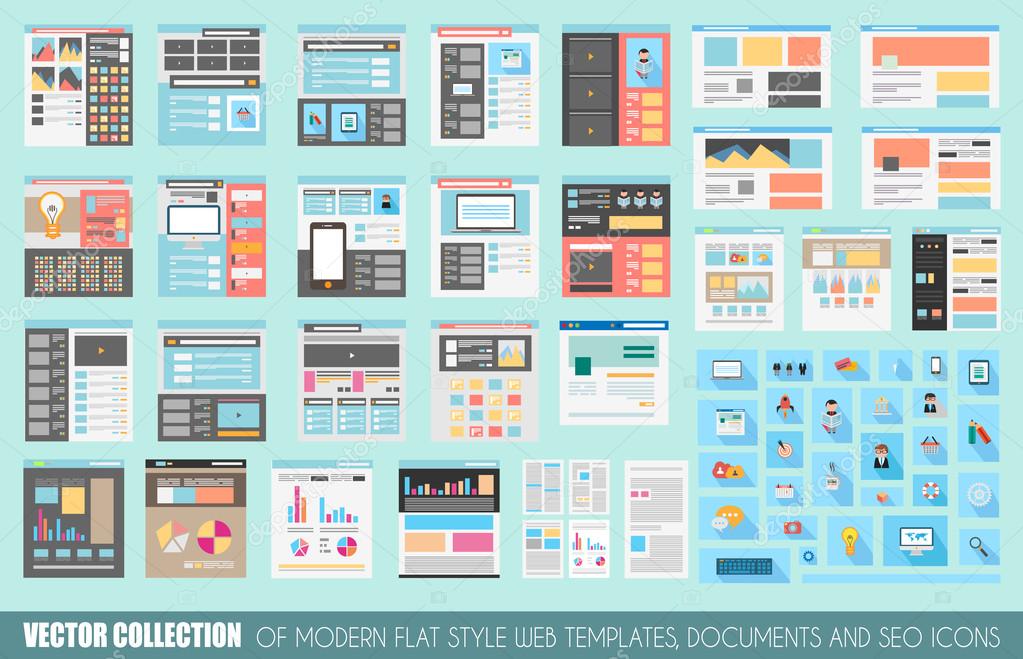 Collection of Flat Style Website templates