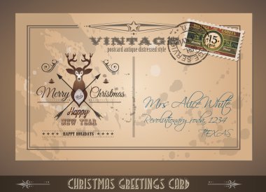 Noel tebrik kartları için vintage Postacard