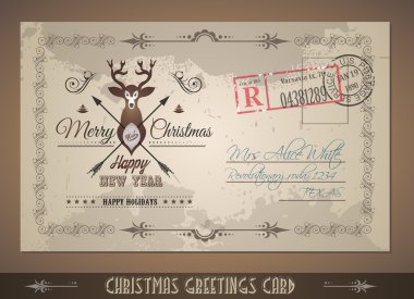 Noel tebrik kartları için vintage Postacard