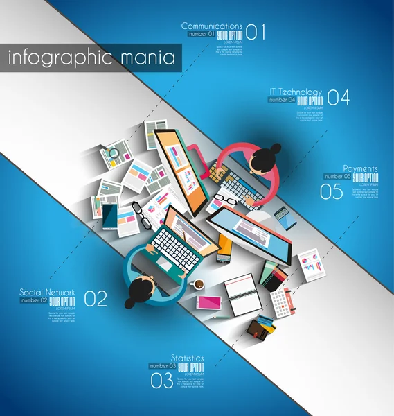 Infografische Teamarbeit und Brainsotrming — Stockvektor