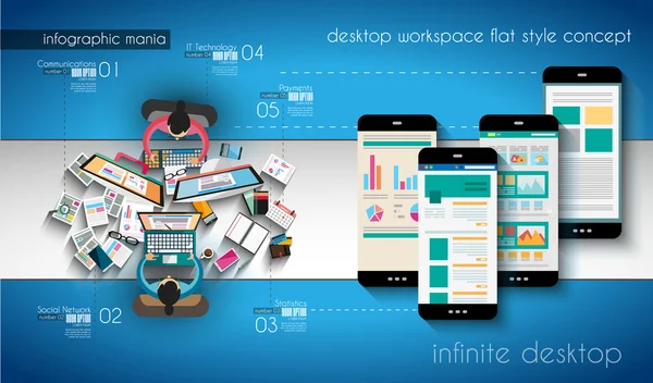 Infografik-Vorlage mit flachen UI-Symbolen — Stockvektor