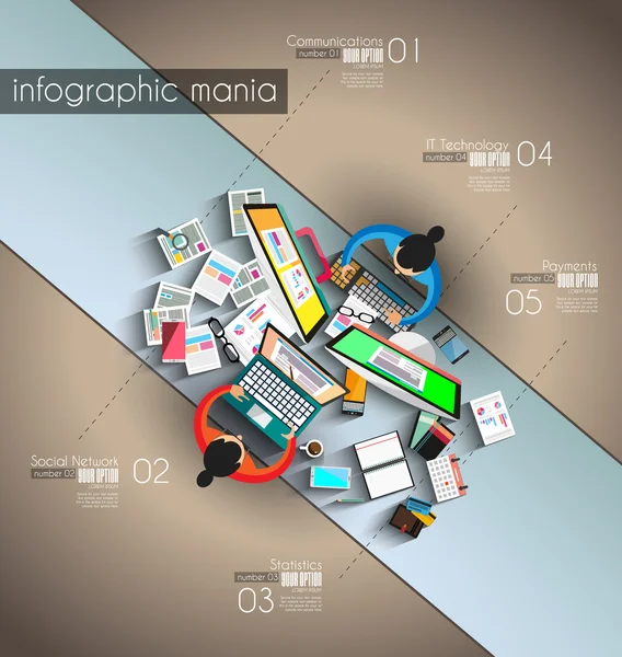 Trabajo en equipo infográfico con estilo plano — Vector de stock