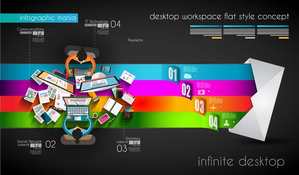 Trabalho em equipe infográfico com estilo plano — Vetor de Stock