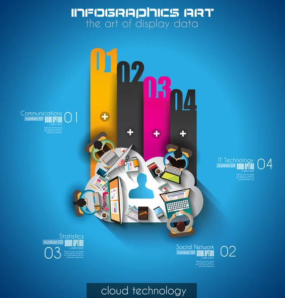 Travail d'équipe infographique avec style Flat — Image vectorielle