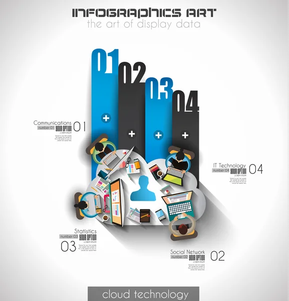 Trabajo en equipo infográfico con estilo plano — Archivo Imágenes Vectoriales