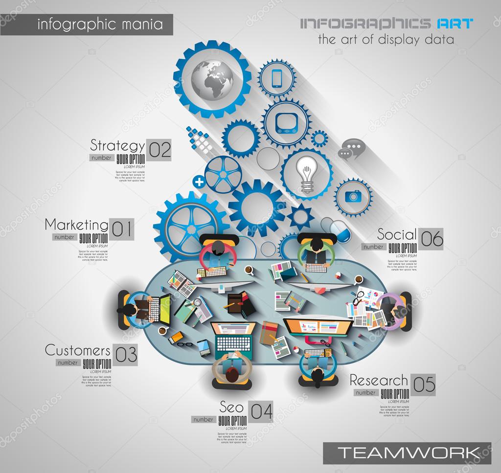 Infographic teamwork with Flat style