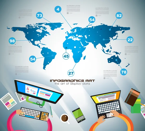 Travail d'équipe infographique et remue-méninges avec style Flat — Image vectorielle