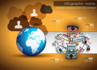 Infographic takım çalışması ve düz stil ile beyin fırtınası