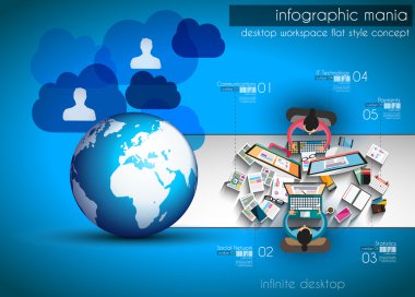Infographic takım çalışması ve düz stil ile beyin fırtınası