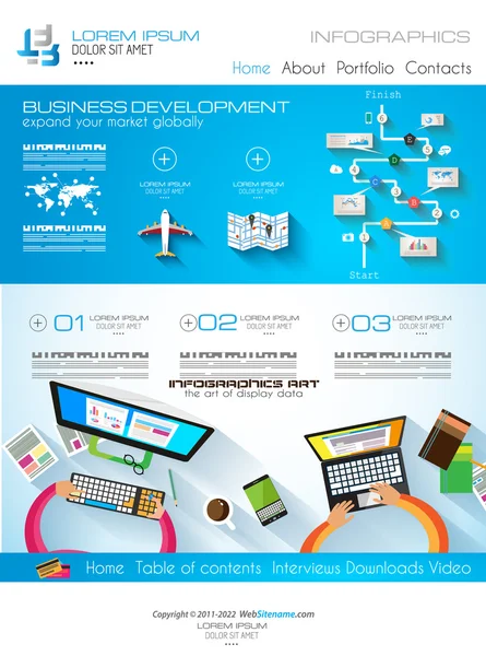 Szablon strony internetowej z płaskich styl infografiki — Wektor stockowy